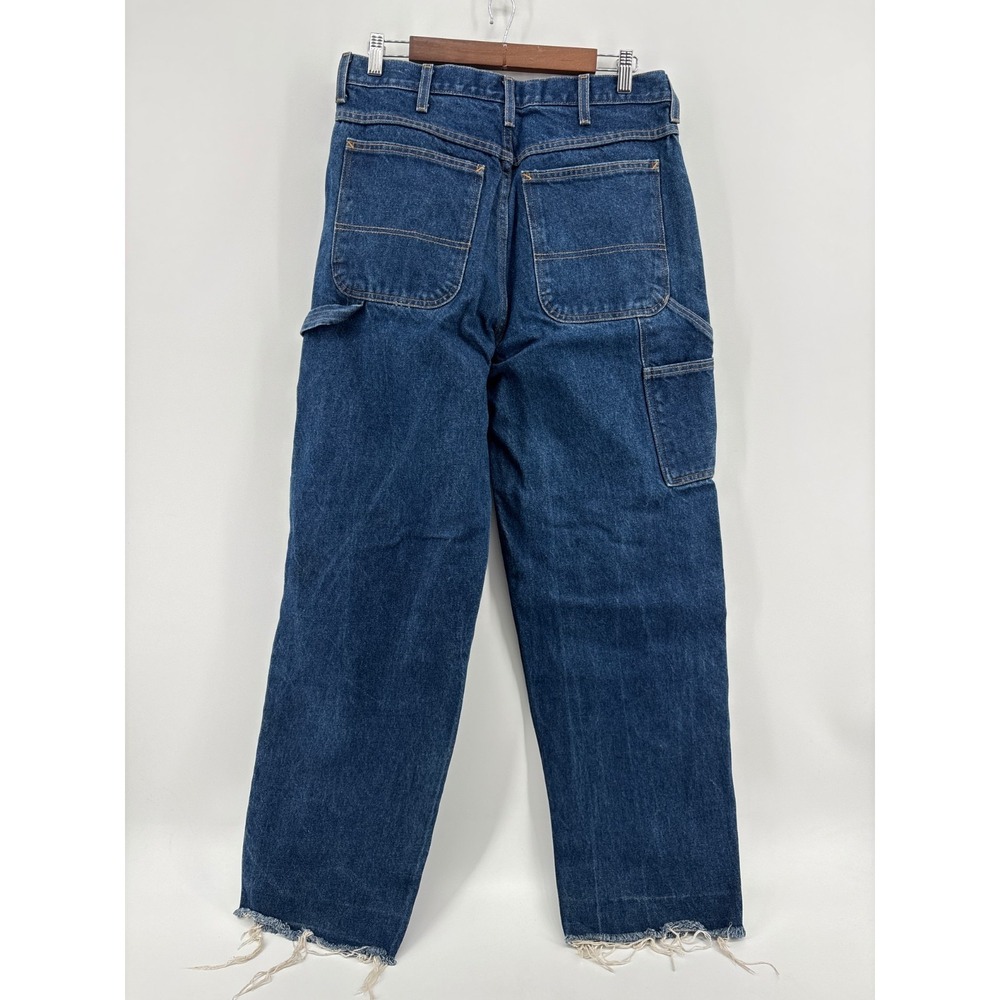 Big Mac Carpenter Jeans Mens Blue Denim Frayed Hem Workwear 33x31 Vintage